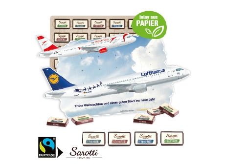 Adventskalender "individuelle Kalenderform" mit Sarotti Fairtrade® Werbeartikel