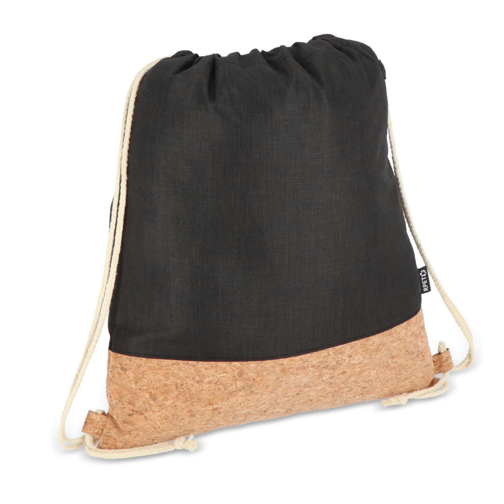 Product image Kordelzugbeutel R-PET & Kork 35 x 40cm Werbeartikel
