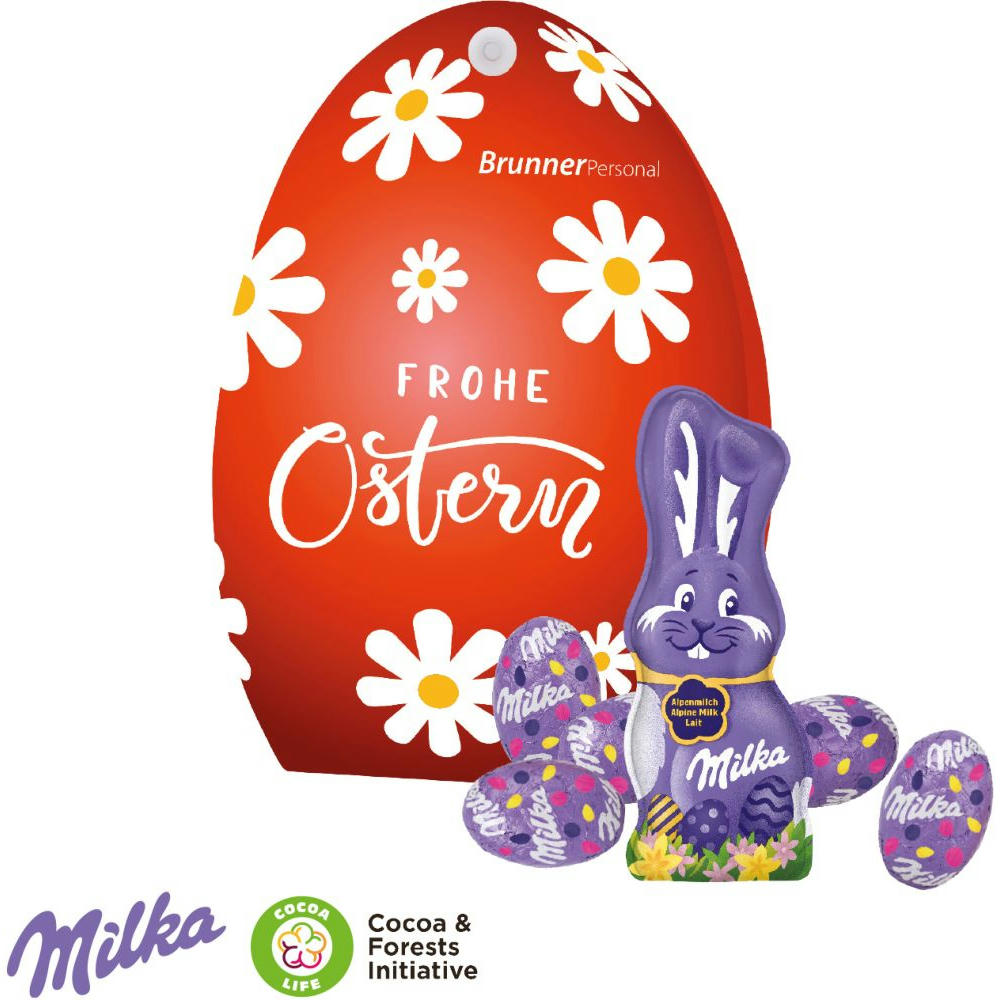 WERBE-OSTEREI MIT SCHOKOLADENMISCHUNG VON MILKA Werbeartikel