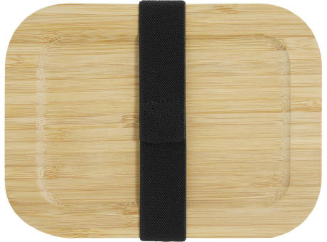 Hitzebeständige Glas-Lunchbox mit Bambusdeckel, Dichtung und 640 ml Volumen Werbeartikel