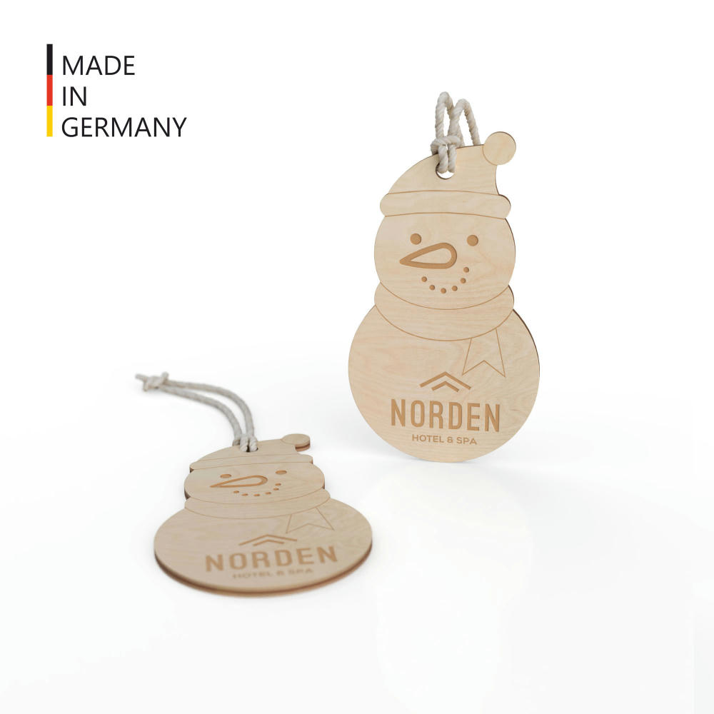 Weihnachtsbaumanhänger Schneemann (FSC® zertifiziert) Werbeartikel