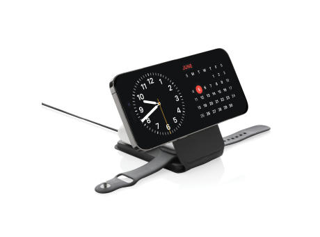 Swiss Peak 15W 3-in-1 magnetischer Wireles Charger aus rPU Werbeartikel