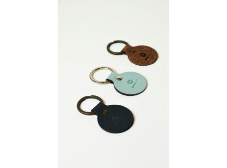 Recycled Leather Keyring Round Schlüsselanhänger Werbeartikel