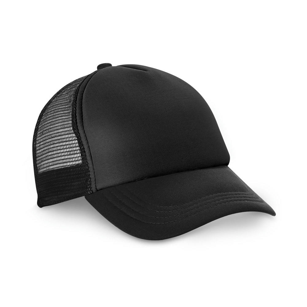 Product image NICOLA BK. Kappe aus Polyester und Netzstoff (150g/m²) Werbeartikel