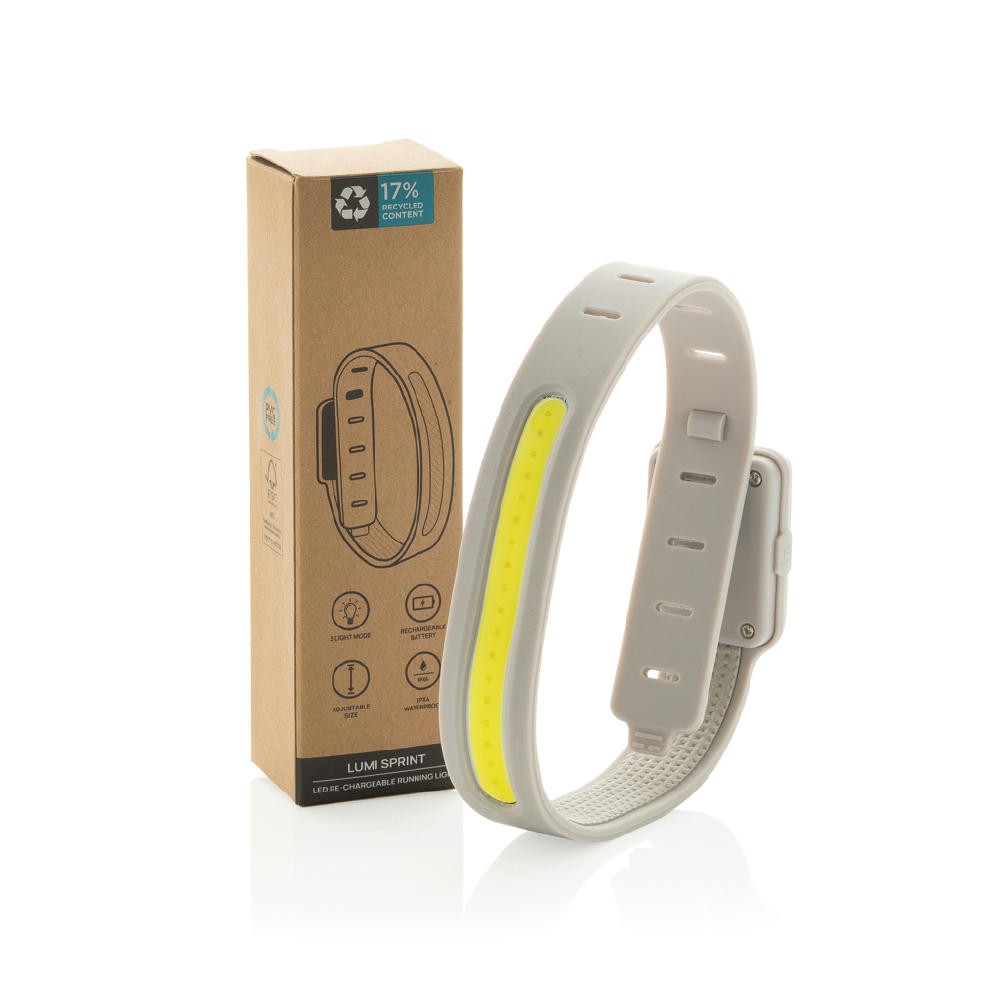 Lumi Sprint wiederaufladbares LED Lauflicht aus RCS rec. ABS Werbeartikel