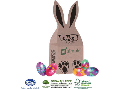 3D PRÄSENT HÄSCHEN MIT KLETT SCHOKOLADE Werbeartikel