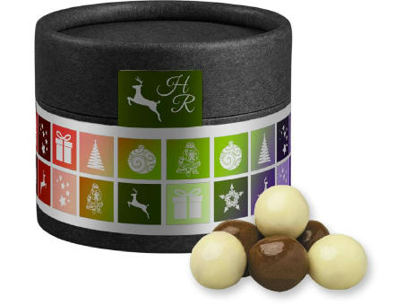 Product image Knusperkugeln-Mix, ca. 25g, Kraftpapierdose Mini schwarz bedrucken