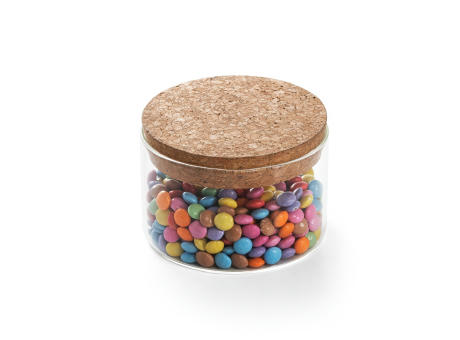 SPICE 380. Behälter (380 mL) aus Borosilikatglas mit Korkdeckel Werbeartikel