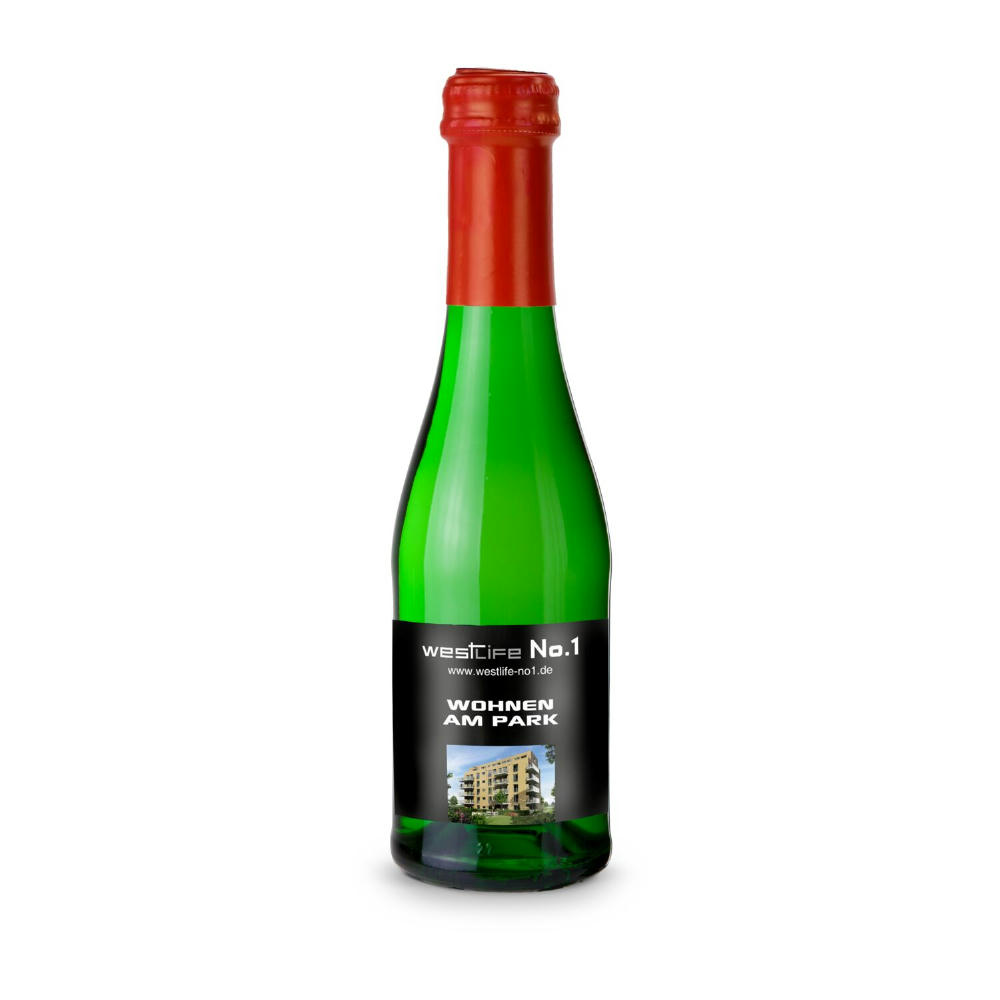 Sekt Cuvée Piccolo - Flasche grün - Kapselfarbe Gold, 0,2 l Werbeartikel