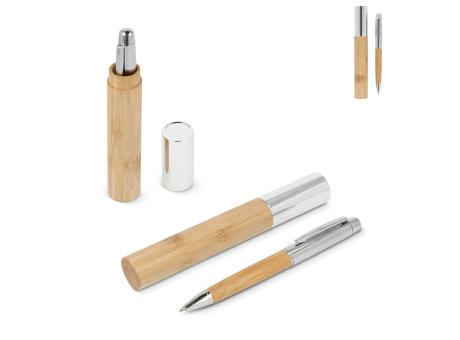 Metallkugelschreiber Bambus im Köcher bedrucken