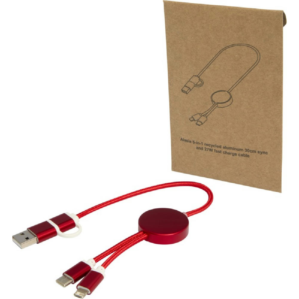 Product image Alasia 30 cm 5-in-1 Kabel aus recyceltem Kunststoff für Datenübertragung und 27W Schnellladung Werbeartikel