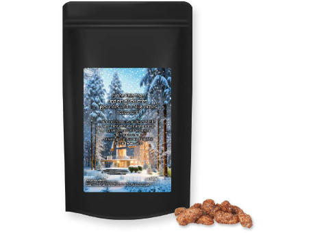 Product image Feuergebrannte Mandeln, ca. 500g, Standbeutel Maxi schwarz bedrucken