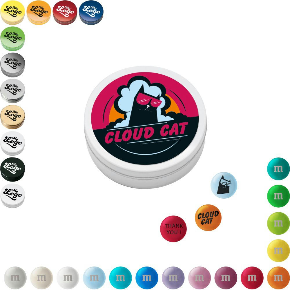 Product image Personalisierte M&M'S® Schokolinsen in Metallbox, 20 g Werbeartikel