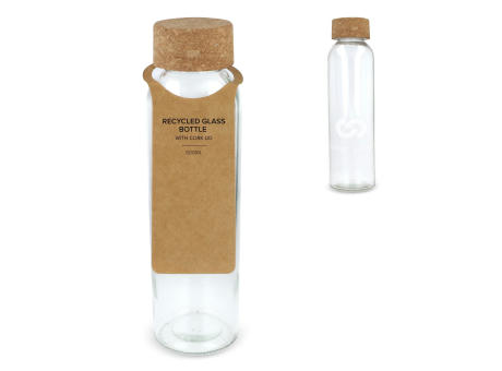 Recycling-Glasflasche mit Korkdeckel 500ml bedrucken
