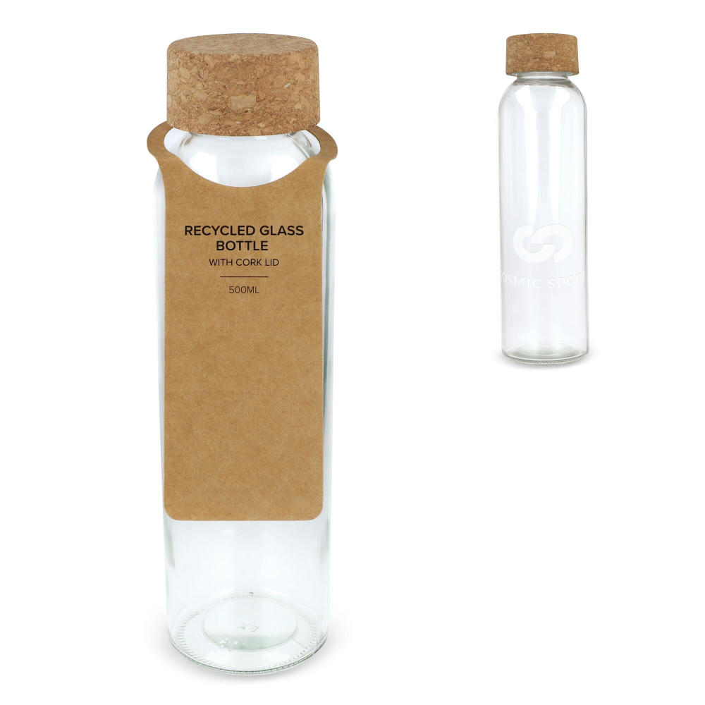Product image Recycling-Glasflasche mit Korkdeckel 500ml Werbeartikel