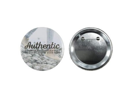 Product image Metallbutton 75mm mit doppelt gesicherter Nadel Werbeartikel