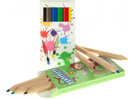Buntstifte, Buntstifte 6er Set, inkl. individueller Rundumdruck, bedrucken