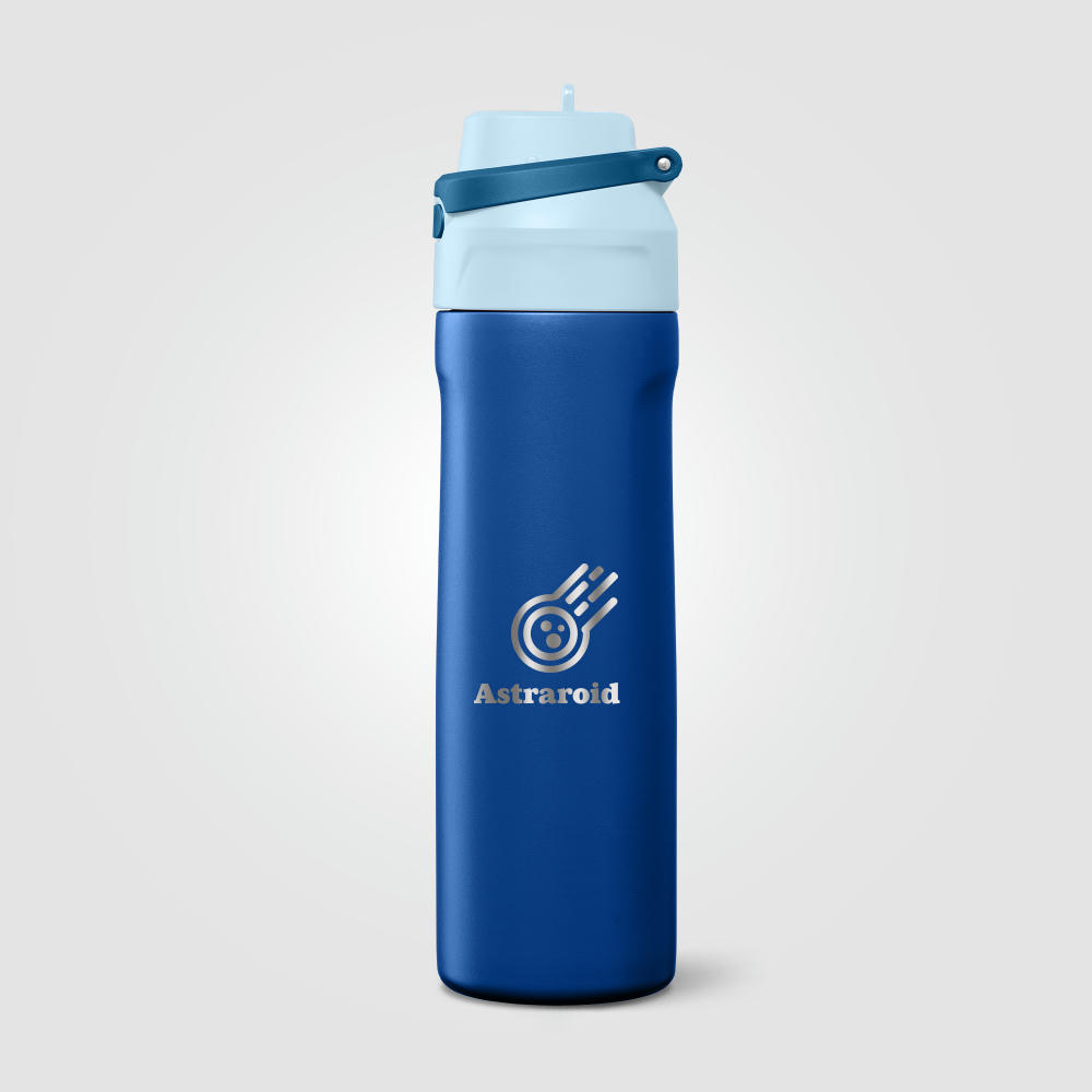 Lynk Trinkflasche mit Trinkhalm-Deckel und  wasserdicht aus recyceltem Edelstahl - 680 ml Werbeartikel