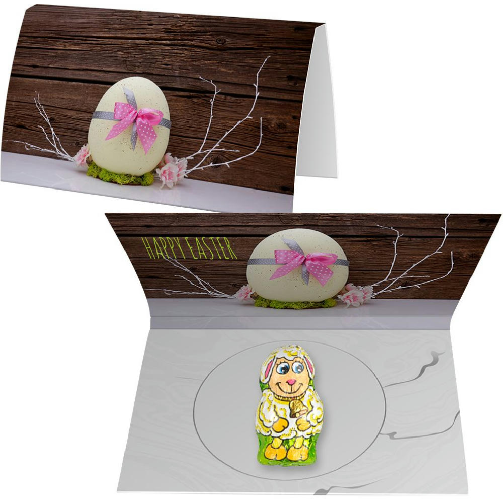 Product image Schoko-Lamm, ca. 6g, Werbekarte A6 gefaltet Werbeartikel