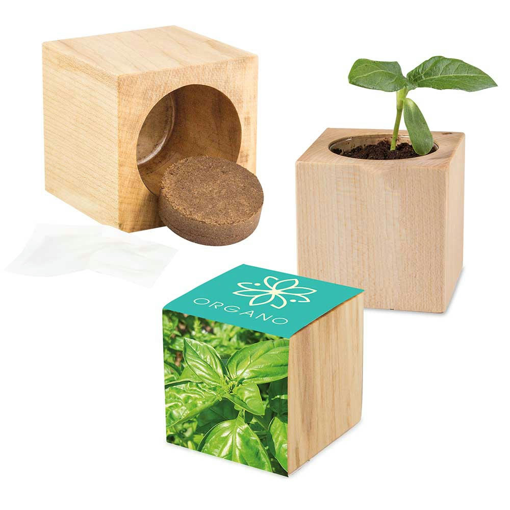 Product image Pflanz-Holz Maxi mit Samen - Basilikum Werbeartikel