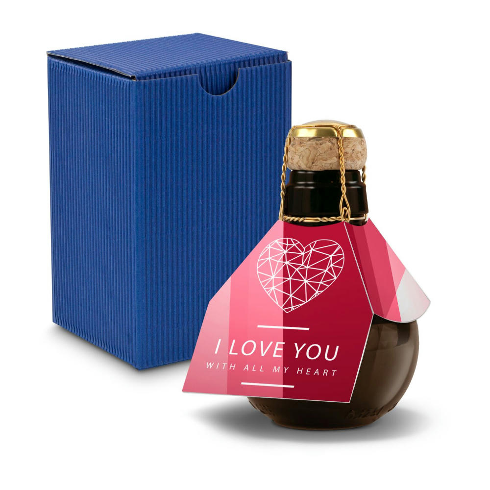 Kleinste Sektflasche der Welt! I love u - Inklusive Geschenkkarton in Gelb, 125 ml Werbeartikel