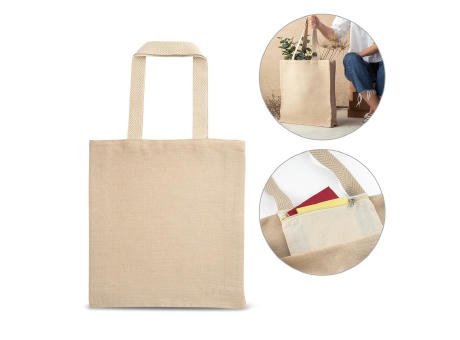 PADOVA. Juco Tragetasche (275 g/m²) mit Innentasche aus 100% Baumwolle (120 g/m²) bedrucken