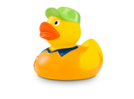 Werbeente Hugo Handwerker mit orangenem Shirt Werbeartikel