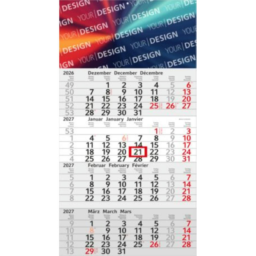 4-Monatskalender Einblatt Budget 4 EXPRESS Schrift modern Werbeartikel