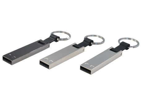 Product image Modell Mini 070 USB 2.0 COB 1 GB Silber-Chrom (glänzend), Silikonband Schwarz bedrucken