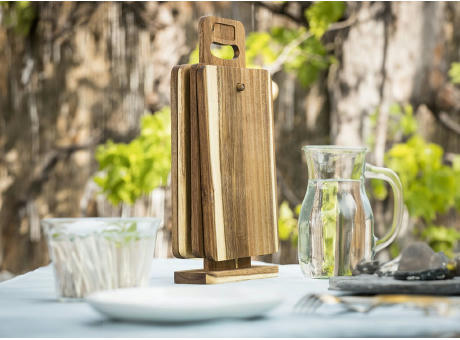 Set mit 4 Tapas Brettchen aus Akazie 'Shokki' Werbeartikel