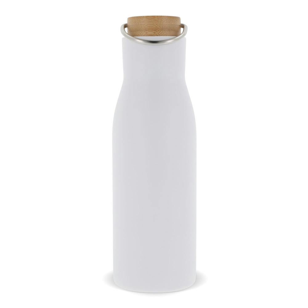 Isolier-Flasche mit Bambusdeckel, 500ml Werbeartikel