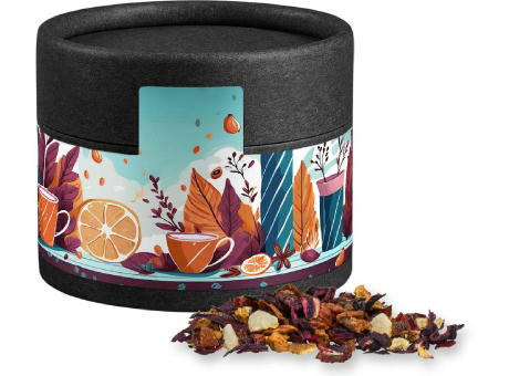 Product image Früchtetee gute Laune, ca. 18g, Kraftpapierdose Mini schwarz Werbeartikel