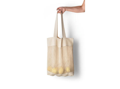 Product image MUMBAI. Tragetasche mit Mesh aus 100% Baumwolle (180 g/m²) bedrucken