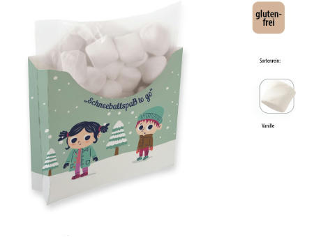 Chamallows in Werbebox,   15 g, Inhalt: Mini Marshmallow Rocky Mountain Werbeartikel