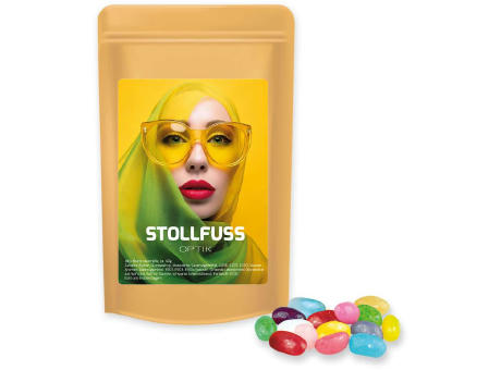 Jelly Beans sauer-Mix, ca. 100g, Standbeutel Midi Werbeartikel