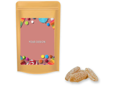 Ingwer Bonbons, ca. 80g, Standbeutel Midi Werbeartikel