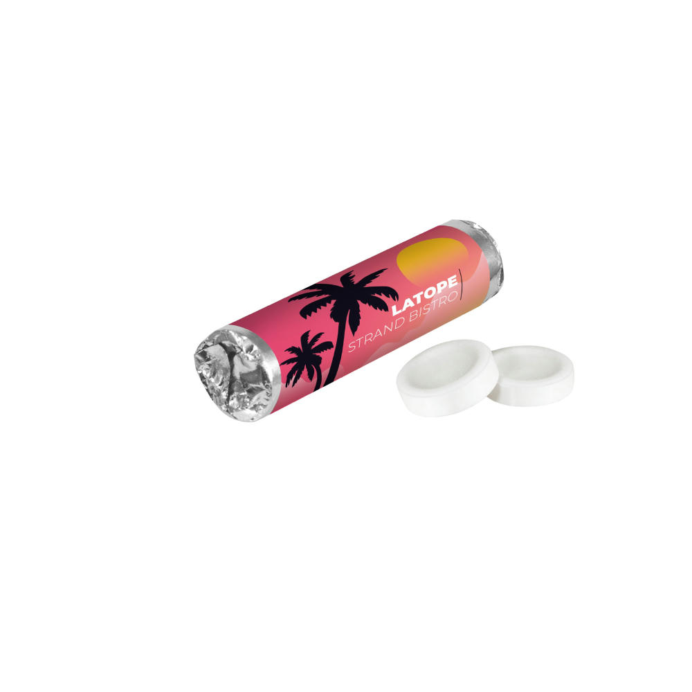 Product image Traubenzuckerrolle 14 mit Pfefferminzgeschmack Werbeartikel