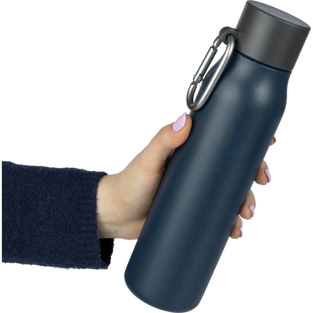Doppelwandige Trinkflasche aus recyceltem Edelstahl (600 ml) Cassian Werbeartikel