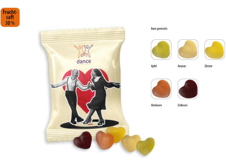 Product image Mini Saft-Herzen Werbetüte, 10 g, Inhalt: Mini Saft-Herzen Werbeartikel