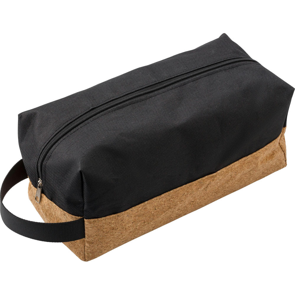 Kulturtasche aus Polyester und Kork Lynn Werbeartikel