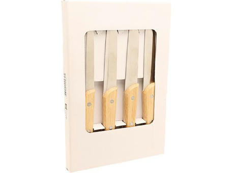 Set mit 4 Tafelmessern 'Alta'', Bambus Werbeartikel
