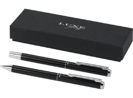 Product image Lucetto Set mit Kugelschreiber und Tintenroller aus recyceltem Aluminium (schwarze Mine) Werbeartikel