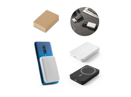 Product image AMPERE 5. Magnetische Powerbank mit 5'000 mAh und superschnellem kabellosem Ladegerät (15 W) aus Recyceltes ABS (100% rABS) bedrucken