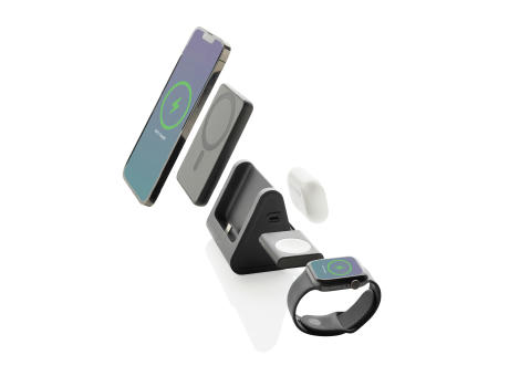 Powerbase 3-in-1-Charger aus RCS Kunststoff mit Powerbank bedrucken