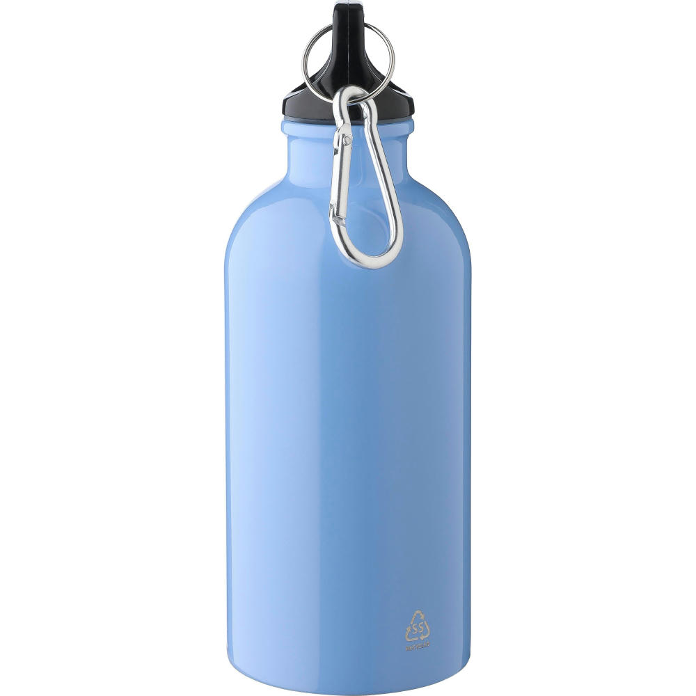 Einwandige Flasche aus recyceltem Edelstahl (400 ml) Sable Werbeartikel