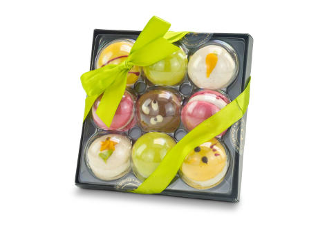 Geschenkartikel / Präsentartikel: Bunte Oster-Macarons, 90 g Werbeartikel