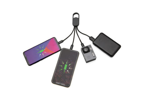 4-in-1 Kabel mit Karabiner-Clip Werbeartikel