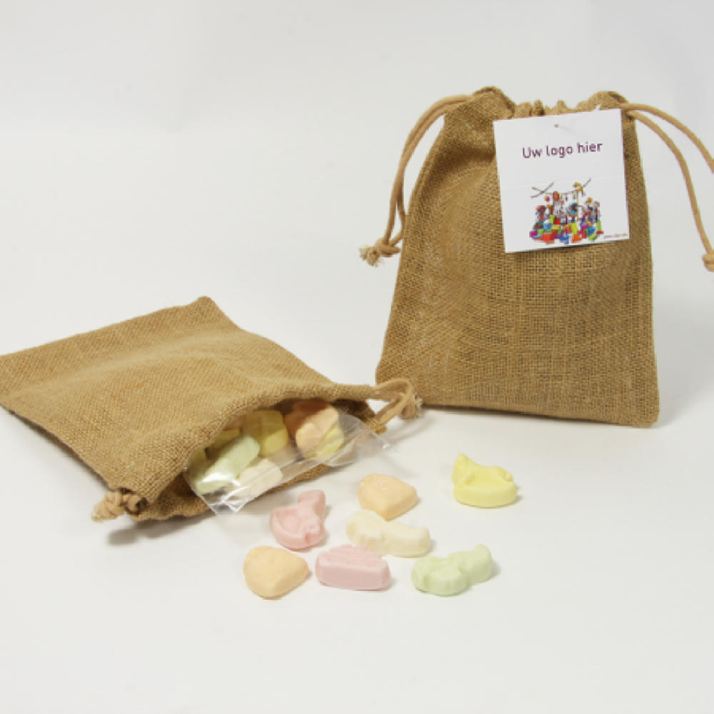 Product image Jutebeutel mit Kordelzug und Nikolaus-Schaum Werbeartikel