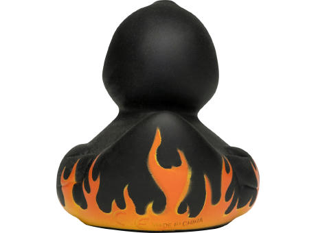 Quietsche-Ente Flammen mit Slogan Auftragsgriller Werbeartikel