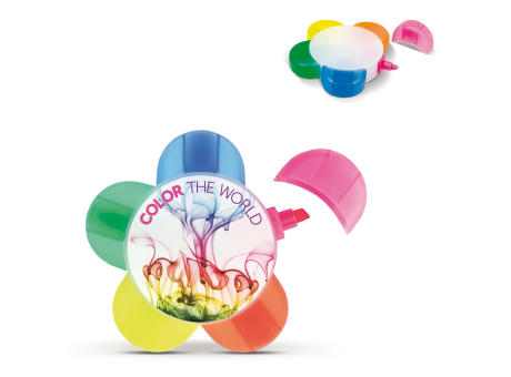 Product image Textmarker Blume mit 5 Farben Werbeartikel